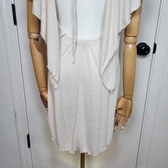 Free People Beach Linen Blend Mini Dress Size Small Flutter Back Detail Resort - Picture 8 of 11